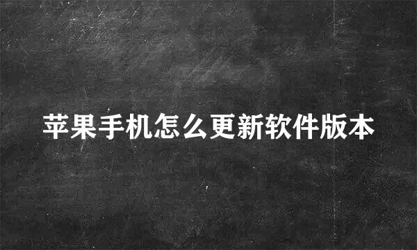 苹果手机怎么更新软件版本