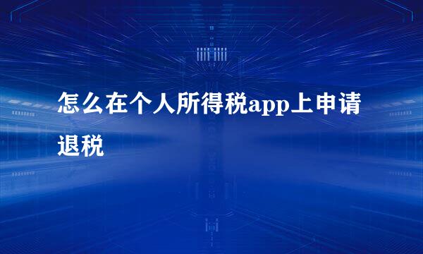 怎么在个人所得税app上申请退税
