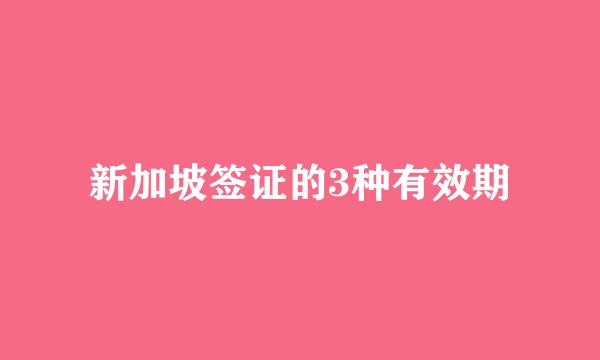 新加坡签证的3种有效期