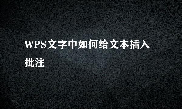 WPS文字中如何给文本插入批注