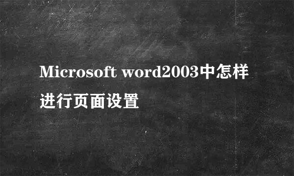 Microsoft word2003中怎样进行页面设置