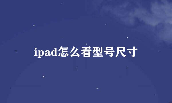ipad怎么看型号尺寸