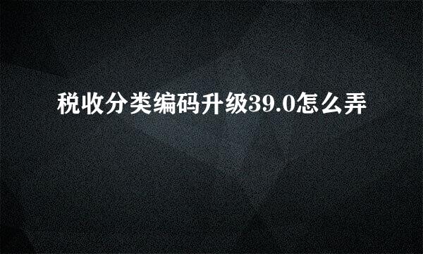 税收分类编码升级39.0怎么弄