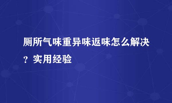 厕所气味重异味返味怎么解决？实用经验