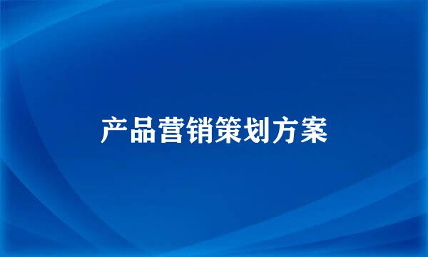 产品营销策划方案