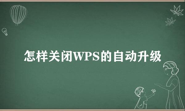 怎样关闭WPS的自动升级