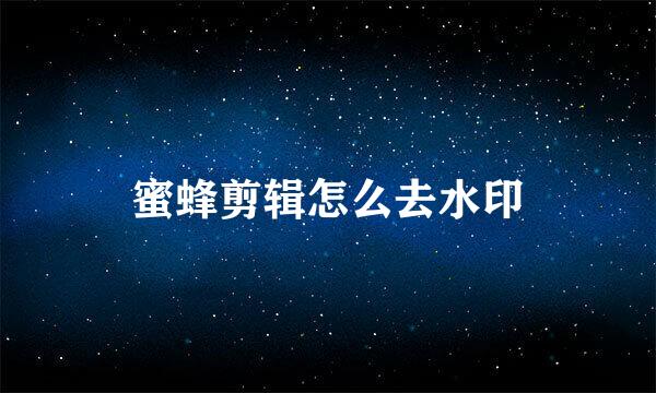 蜜蜂剪辑怎么去水印