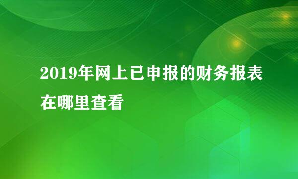 2019年网上已申报的财务报表在哪里查看