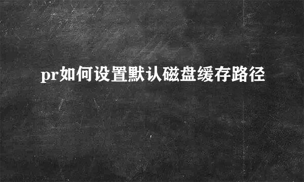 pr如何设置默认磁盘缓存路径