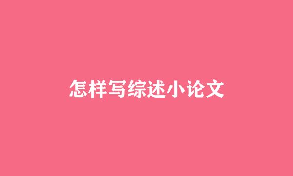 怎样写综述小论文