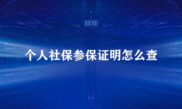 个人社保参保证明怎么查