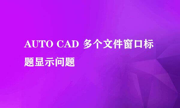 AUTO CAD 多个文件窗口标题显示问题