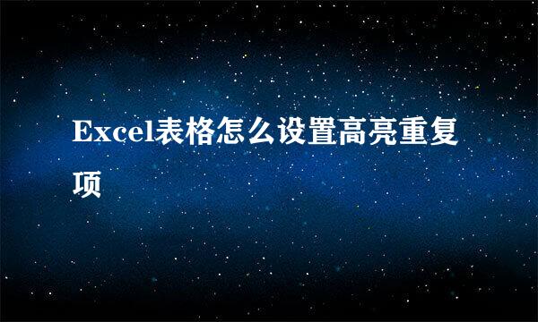 Excel表格怎么设置高亮重复项