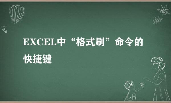 EXCEL中“格式刷”命令的快捷键