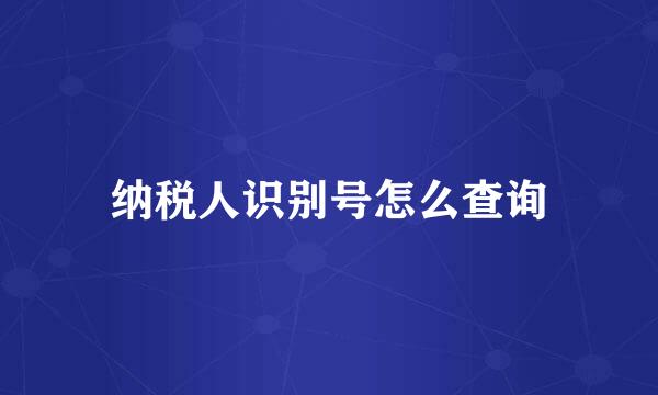 纳税人识别号怎么查询