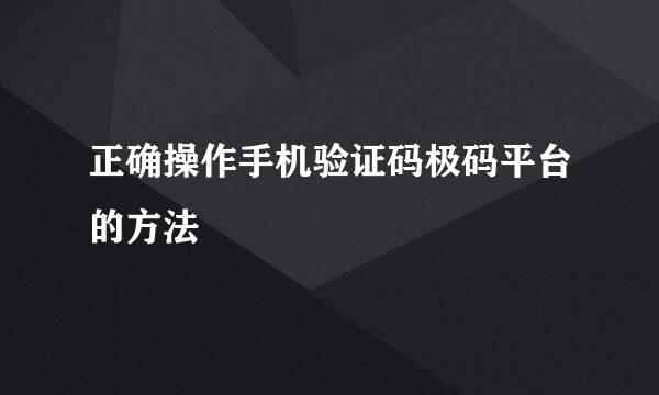 正确操作手机验证码极码平台的方法