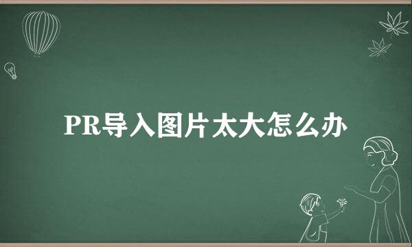 PR导入图片太大怎么办