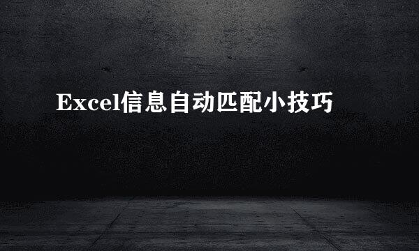 Excel信息自动匹配小技巧