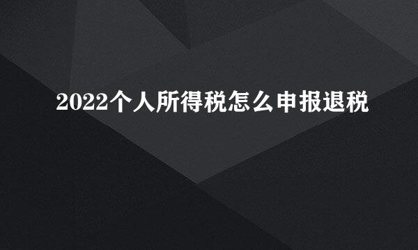 2022个人所得税怎么申报退税