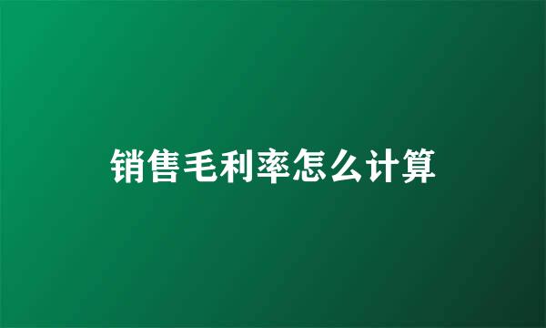 销售毛利率怎么计算
