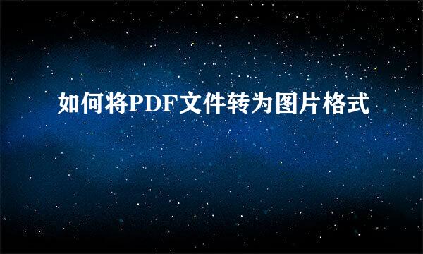 如何将PDF文件转为图片格式