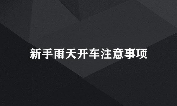 新手雨天开车注意事项