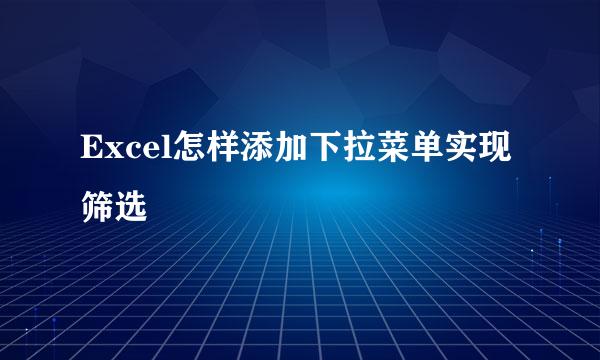 Excel怎样添加下拉菜单实现筛选
