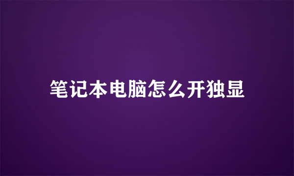 笔记本电脑怎么开独显