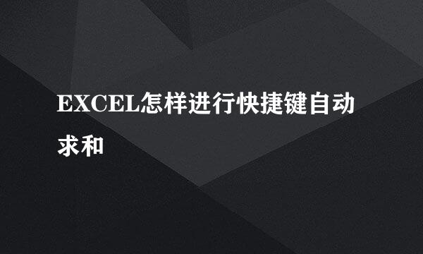 EXCEL怎样进行快捷键自动求和