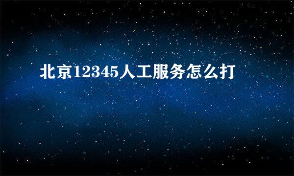 北京12345人工服务怎么打