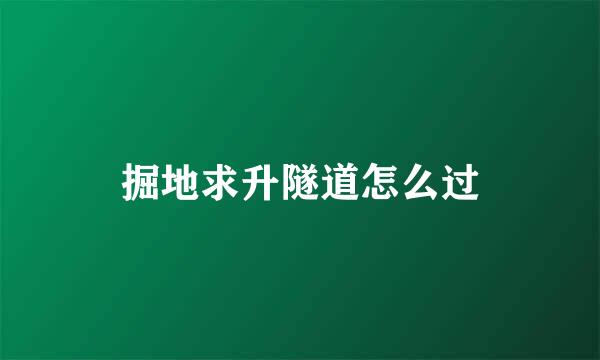 掘地求升隧道怎么过