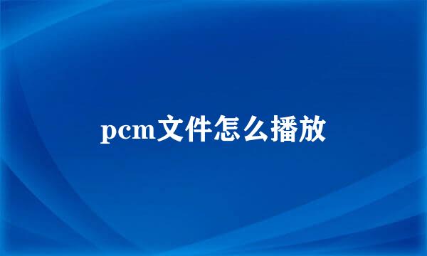 pcm文件怎么播放
