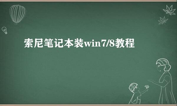 索尼笔记本装win7/8教程