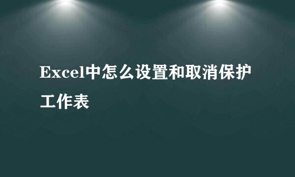 Excel中怎么设置和取消保护工作表
