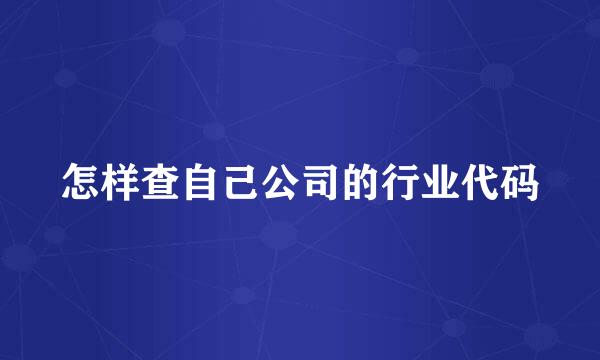怎样查自己公司的行业代码