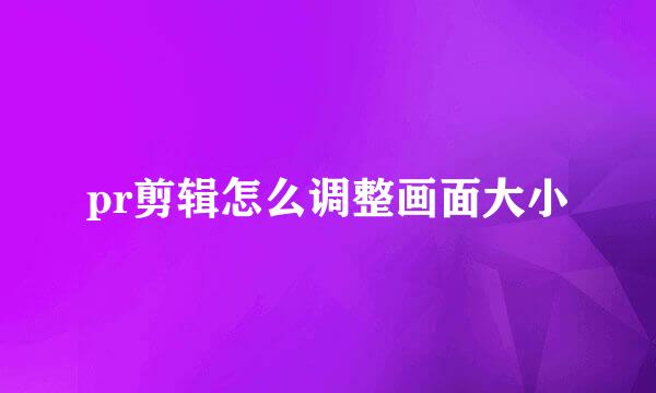 pr剪辑怎么调整画面大小