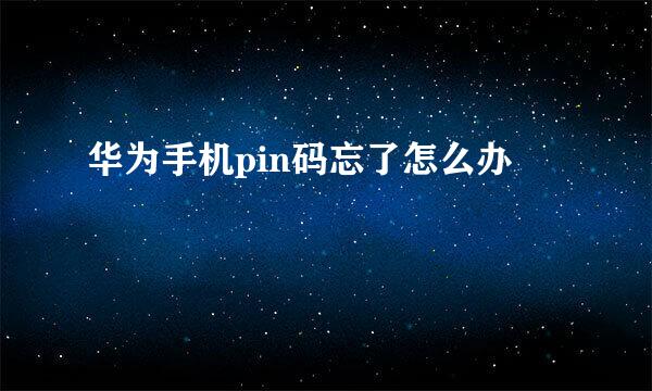 华为手机pin码忘了怎么办