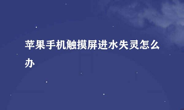 苹果手机触摸屏进水失灵怎么办