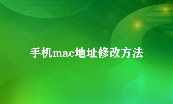 手机mac地址修改方法