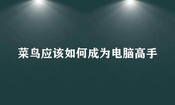 菜鸟应该如何成为电脑高手