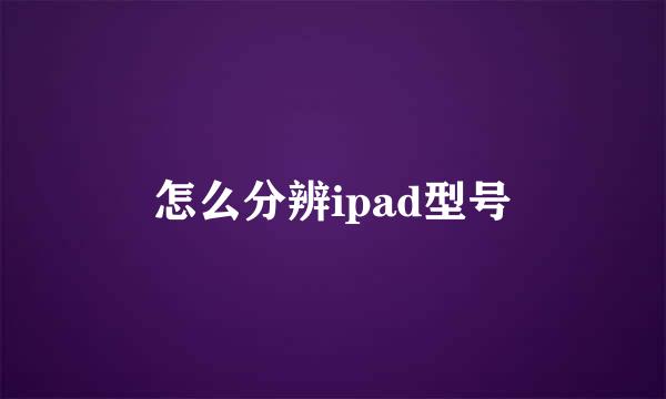 怎么分辨ipad型号