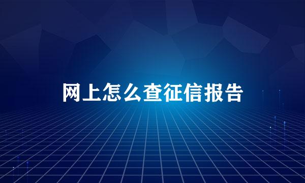 网上怎么查征信报告