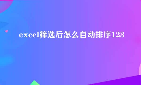 excel筛选后怎么自动排序123
