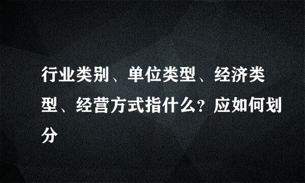 行业类别、单位类型、经济类型、经营方式指什么？应如何划分