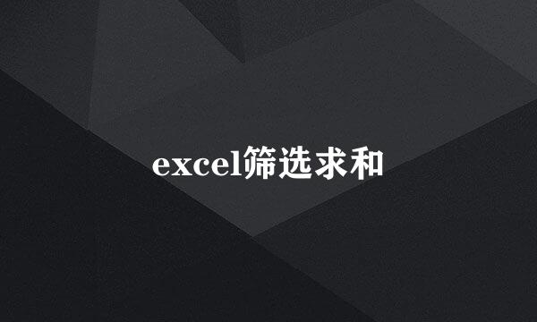 excel筛选求和