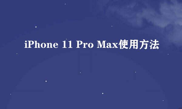iPhone 11 Pro Max使用方法