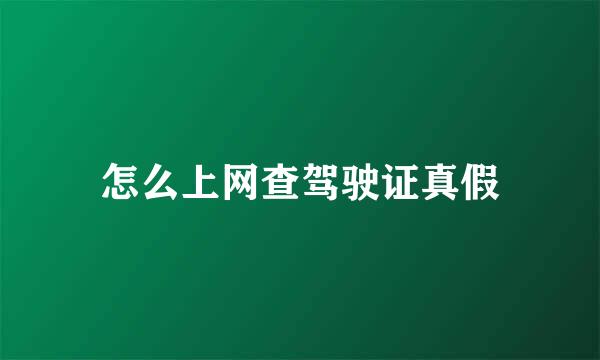 怎么上网查驾驶证真假