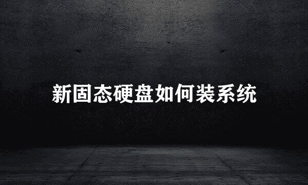 新固态硬盘如何装系统