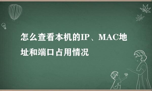 怎么查看本机的IP、MAC地址和端口占用情况