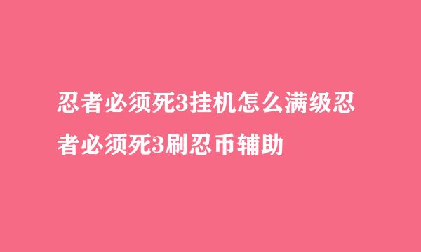 忍者必须死3挂机怎么满级忍者必须死3刷忍币辅助